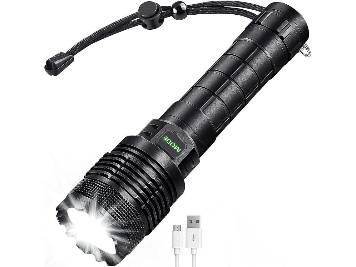 Linterna LED Yunzii superbrillante de 1000 lúmenes, táctica, resistente al agua IP55, 5 modos para senderismo, camping y caminatas (negra)