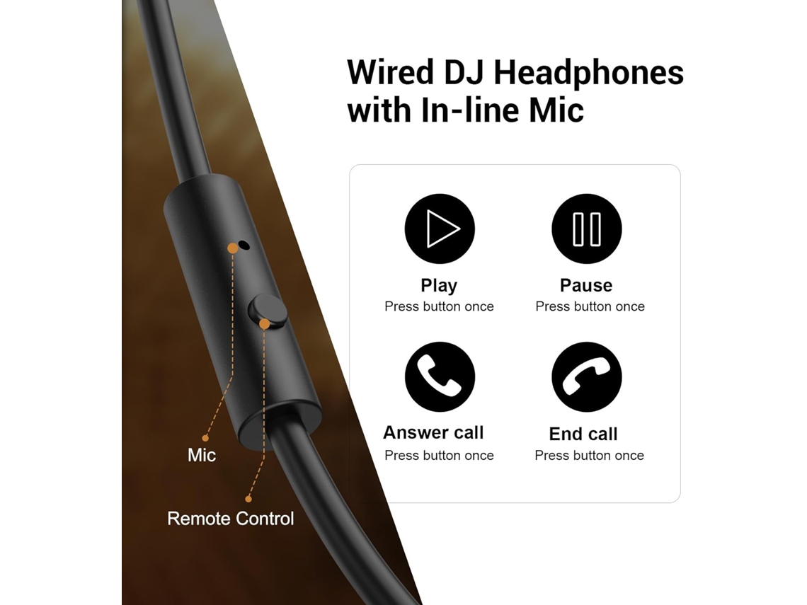 Auriculares Overear Monitor Estudio Mezcla Dj Estéreo Drivers Neodimio Mm Jack Amplificador Computadora CHRONUS Não específico Negro