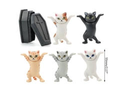 Soporte Para Teléfono Móvil Y Portalápices Con Gatos Bailando En Un Ataúd: Adornos Decorativos De Mesa.