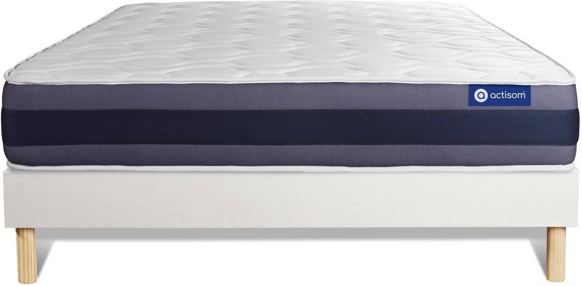 Conjunto de Somier Blanco + Colchón ACTISOM Actiflex Morpho (150x200 cm - Muelles Ensacados)