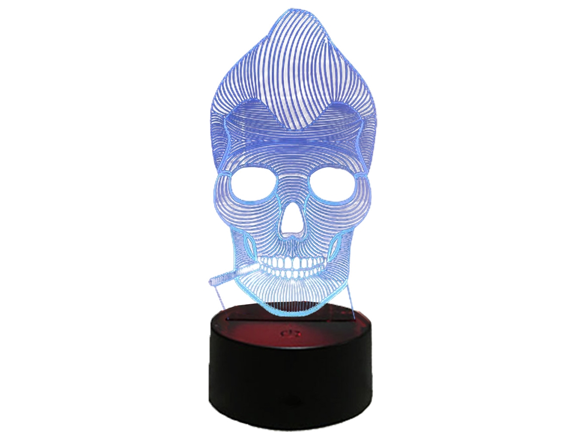 Luz Noturna 3D De Halloween - Control Remoto Negro - Caveira 1522 JEIIBRZUI