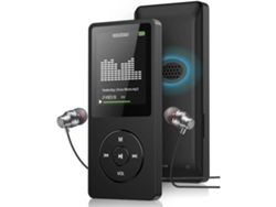 Reproductor de música Mp3 con radio Fm y grabadora de voz Reproductor de música ultradelgado - Auricular de 8 Gb incluido Negro