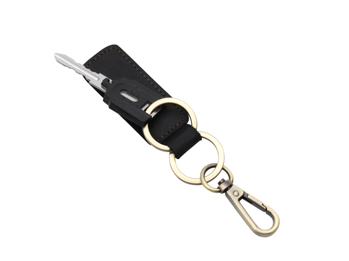 Llavero Retro De Coche En Piel Auténtica Black L
