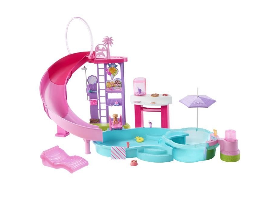 Tobogán de piscina y Spa de ensueño de Barbie, caja fuerte, más de 20 accesorios Jfp01 Barbie