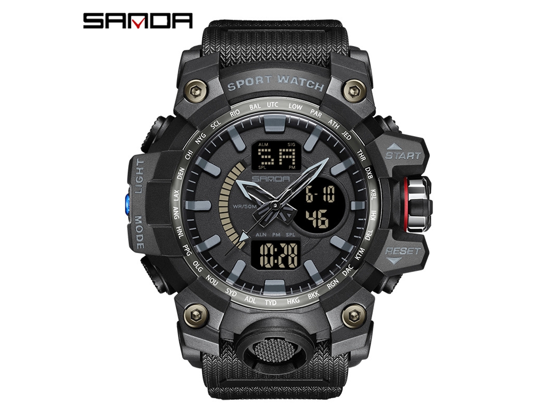 Reloj Deportivo Multifuncional, Moderno Y Elegante (totalmente Negro para Hombre) Con Acabado Luminoso.