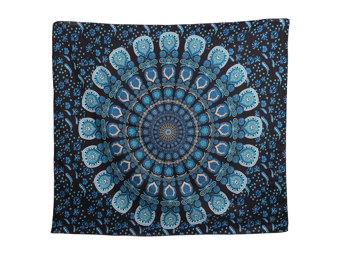MEOIRUERY Tapiz Mandala Boho Hippie Tapicería Psicodélica Pavo Real Decoración para Dormitorio (Azul Verde, 150*130cm)