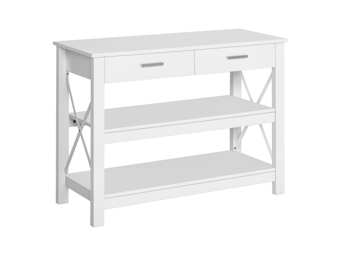 VPMKP - Homcom mesa consola de estilo moderno con 2 cajones y estantes inferiores 105x40x76 cm blanca