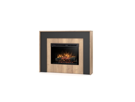 Chimenea LED eléctrica independiente ZUNI 26' Negro / Roble claro 120.2 x 96 x 27.5 OUTINFIRE