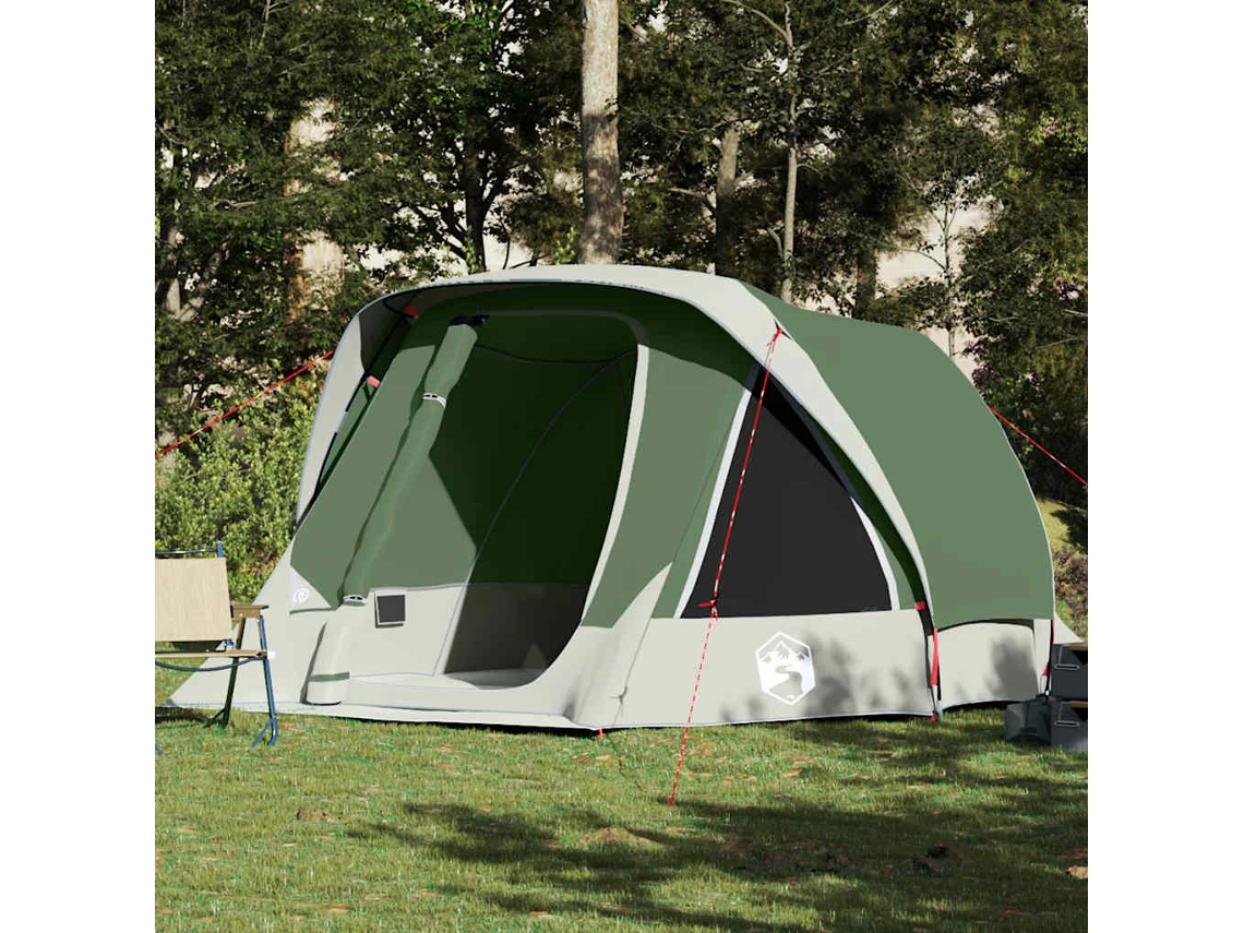Tienda de campaña familiar, estilo cabaña, para 6 personas, impermeable, verde.