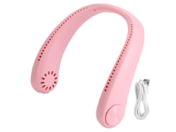 Ventilador de cuello USB portátil, ligero y rosa, sin aspas.