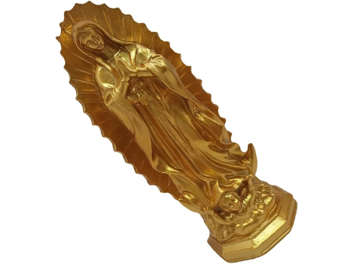 Estatua Virgen María Adorno Religioso Resina Dorada Ligera Resistente Clásico Elegante Sencillo Decoración