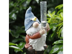Pluviómetro con gnomo de resina, estatua de jardín con tubo de plástico, escultura pintada a mano para medir la lluvia.
