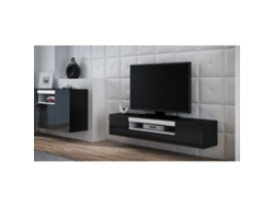 Mueble de TV CAMA MEBLE R VIVA CZ/CZBI Blanco Negro Laminado Madera MDF Aglomerado 180x37x40 cm