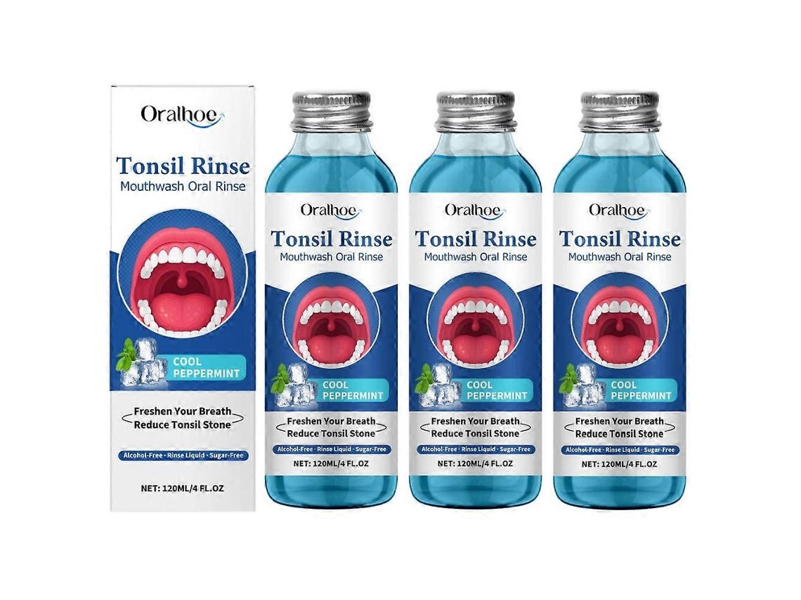 3x Removedor De Cálculos De Amígdale, Enxaguante Bucal Natural Para Remoção, Frescor Bucal, Alivio Boca Seca E Amígdalas 120ml