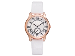 Reloj De Pulsera De Moda Para Mujer Con Esfera De Números Romanos Y Correa De Piel Sintética Blanca.
