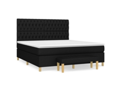 Maison Exclusive - Cama Box Spring Con Colchón Tela Negro 180x200 Cm