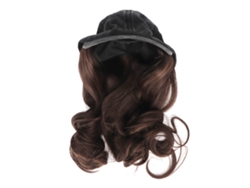 Gorra De Béisbol Negra Con Peluca Sintética Rizosa Para Mujer