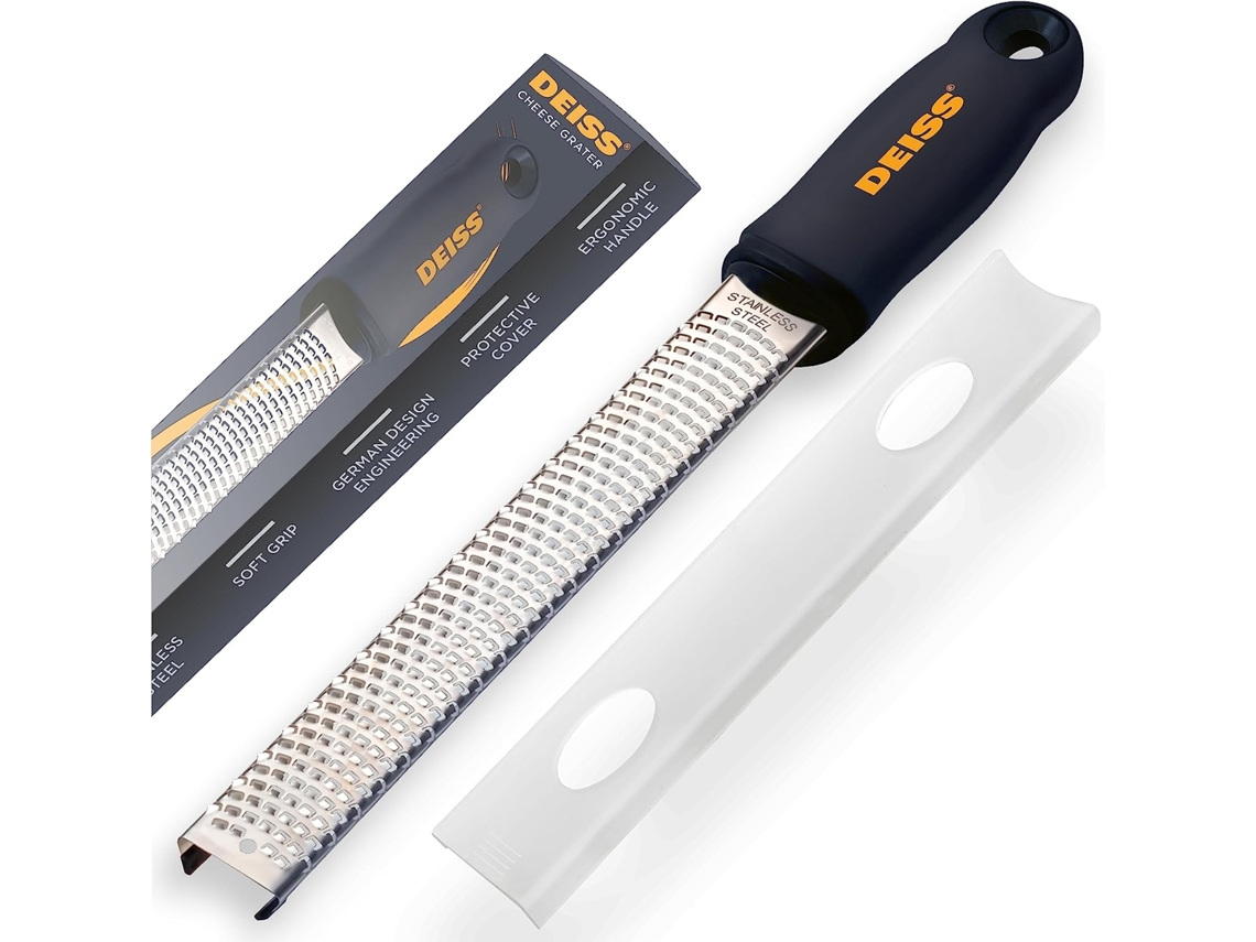 Rallador de Queso Deiss PRO – Rayador de cocina para citricos, parmesano, jengibre, ajo, nuez moscada, chocolate, verduras, frutas