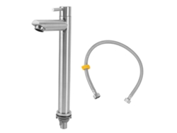 Grifo de cocina de acero inoxidable de un solo orificio, alto y rectangular, para agua fría