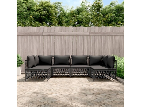 Conjunto 6 de muebles de jardín VIDAXL con cojines acero antracita