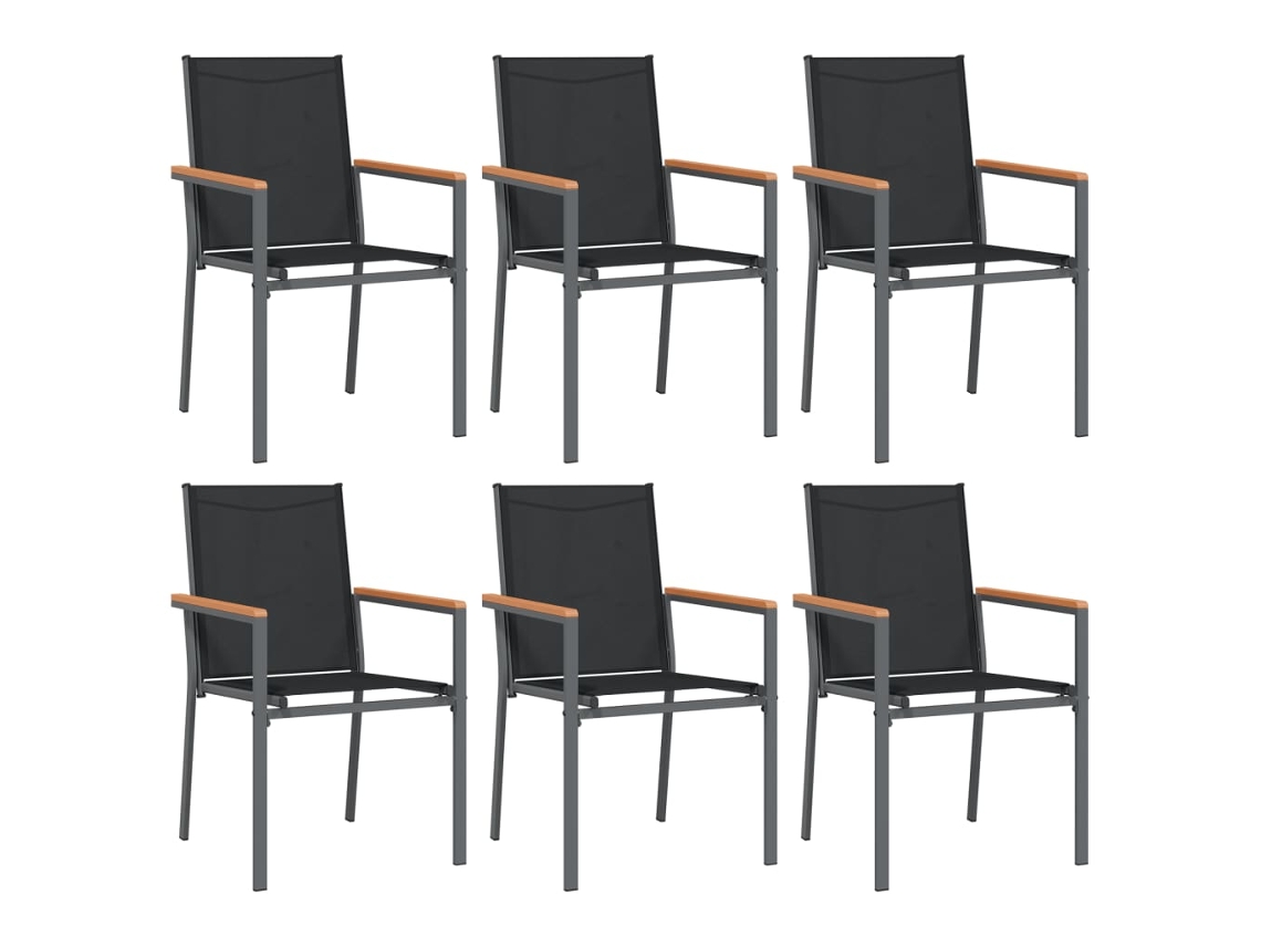 Maison Exclusive - Sillas De Jardín 6 Uds Textilene Y Acero Negro 55x61,5x90 Cm