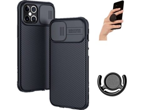 Funda, Soporte y Popsocket iPhone 12 Pro MAX PHONESHIELD Camshield Nillkin Negro