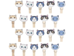 30 Pinzas Clips Multifuncionales Madera Forma Fotos Sujetan Segura Recuerdos Decoración Hogar Fiestas Gato