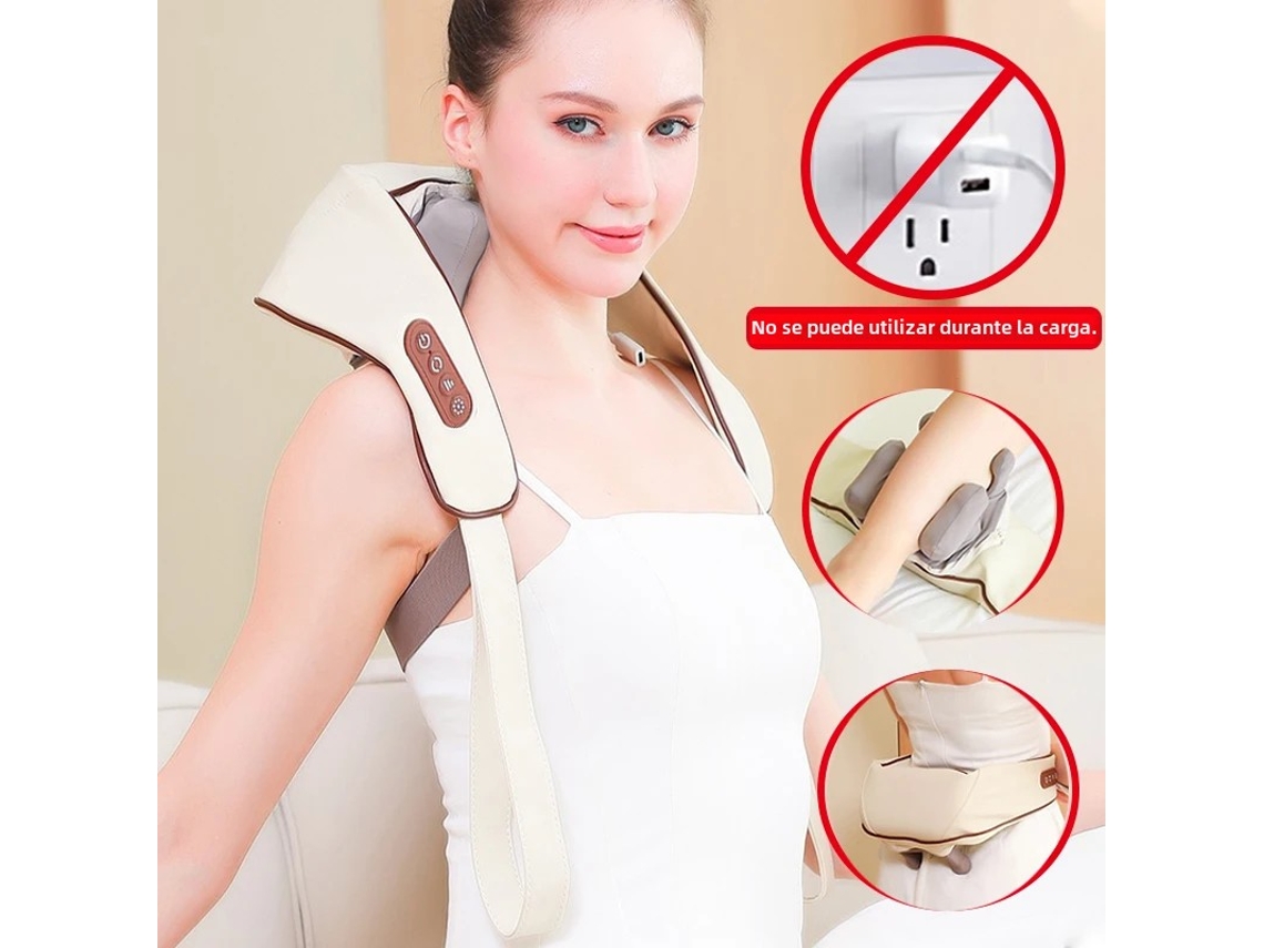 Sillón de masaje para hombre (marrón) con función de calefacción y 6 cabezales de masaje, ajustable y portátil.
