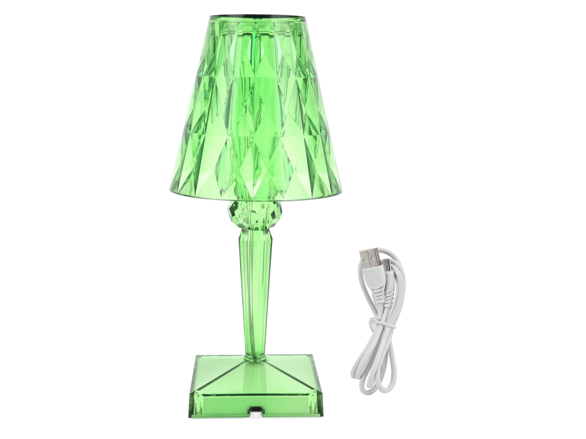 2026-lámpara De Mesa De Cristal Led Prisma Transparente Regulable Con Carga Usb Iluminación Interior Verde