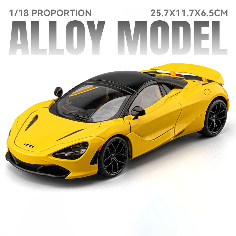 (720s Amarillo) Coche Deportivo De Juguete Modelo A Escala 1:18, Con Funciones De Sonido Y Luz, Y Puertas Que Se Pueden Abrir.