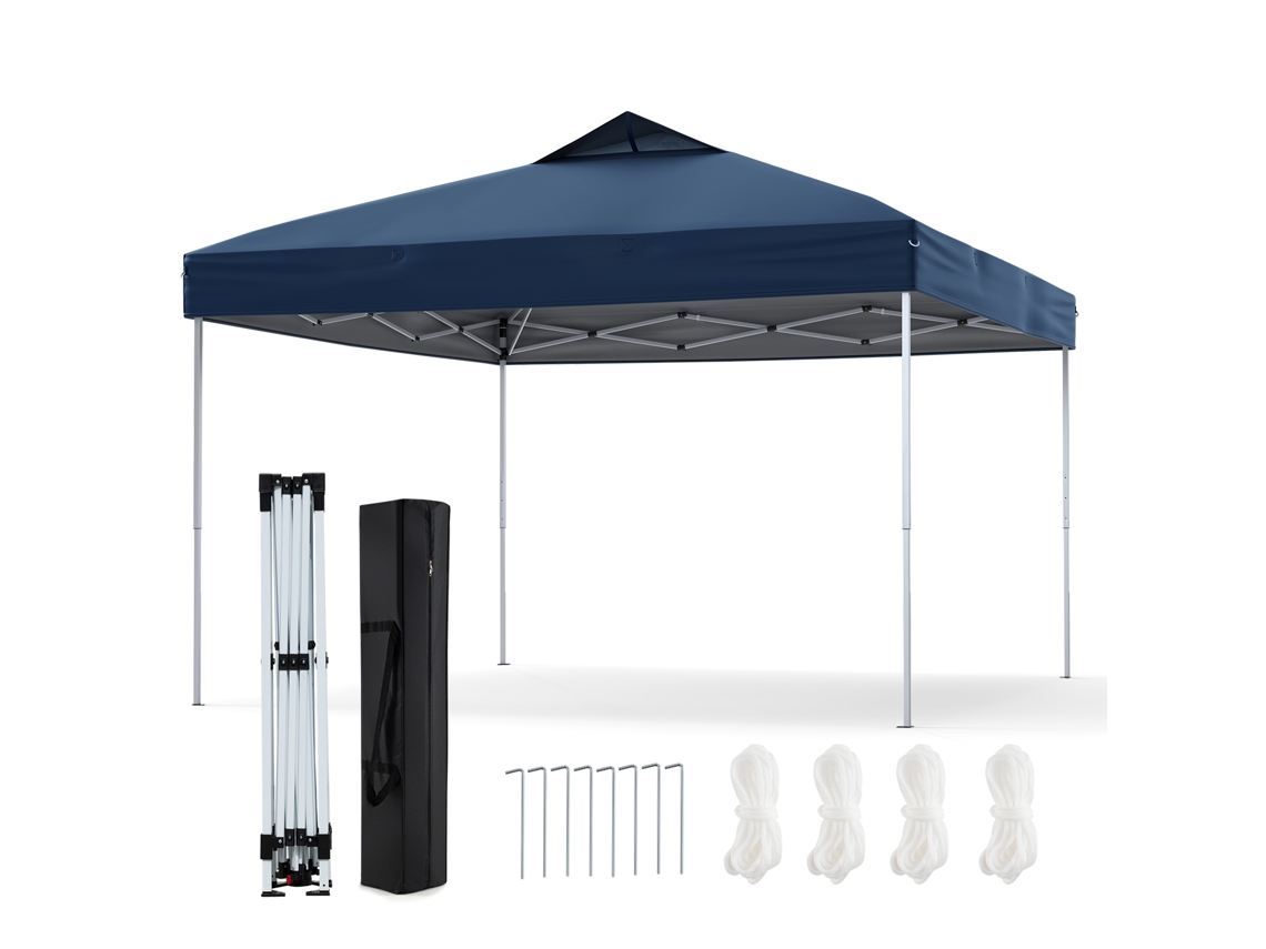 Tienda Plegable Con Cierre Central Y Asas Para Empujar Costway Plegable (2,95 X 2,95 M - Tela Oxford - Azul)