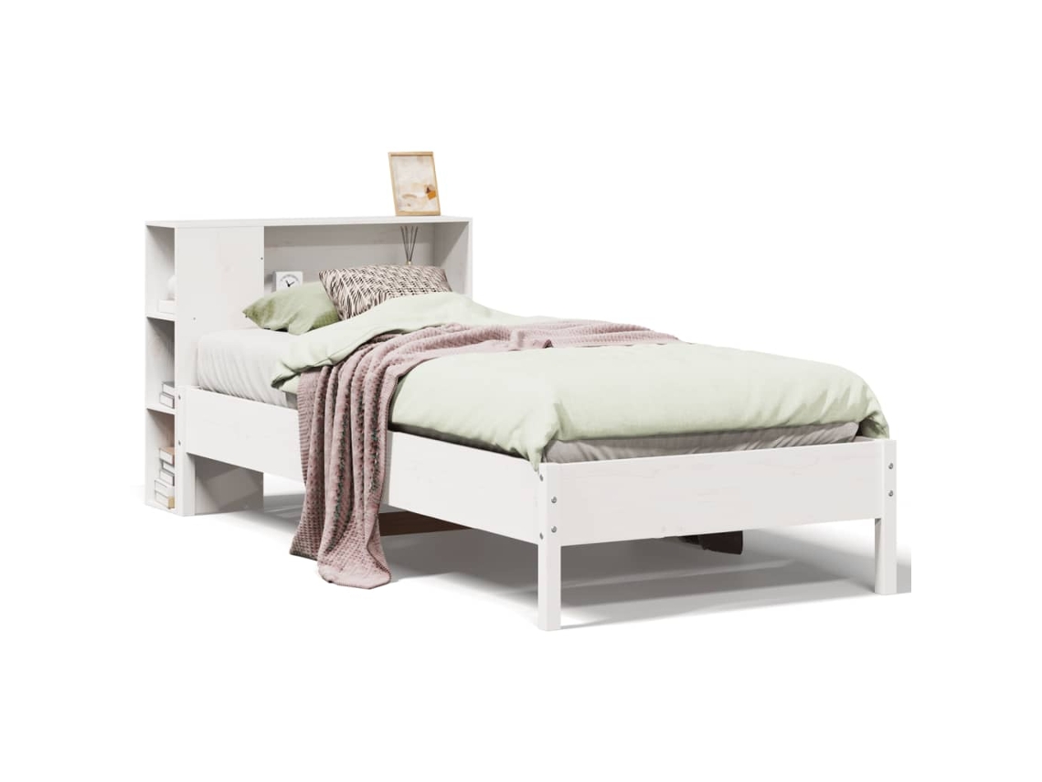 Maison Exclusive - Cama Con Estantería Sin Colchón Madera Maciza Blanca 75x190 Cm