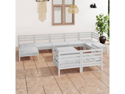 Conjunto de salón de jardín de 10 piezas de pino macizo blanco Dkd Home Decor