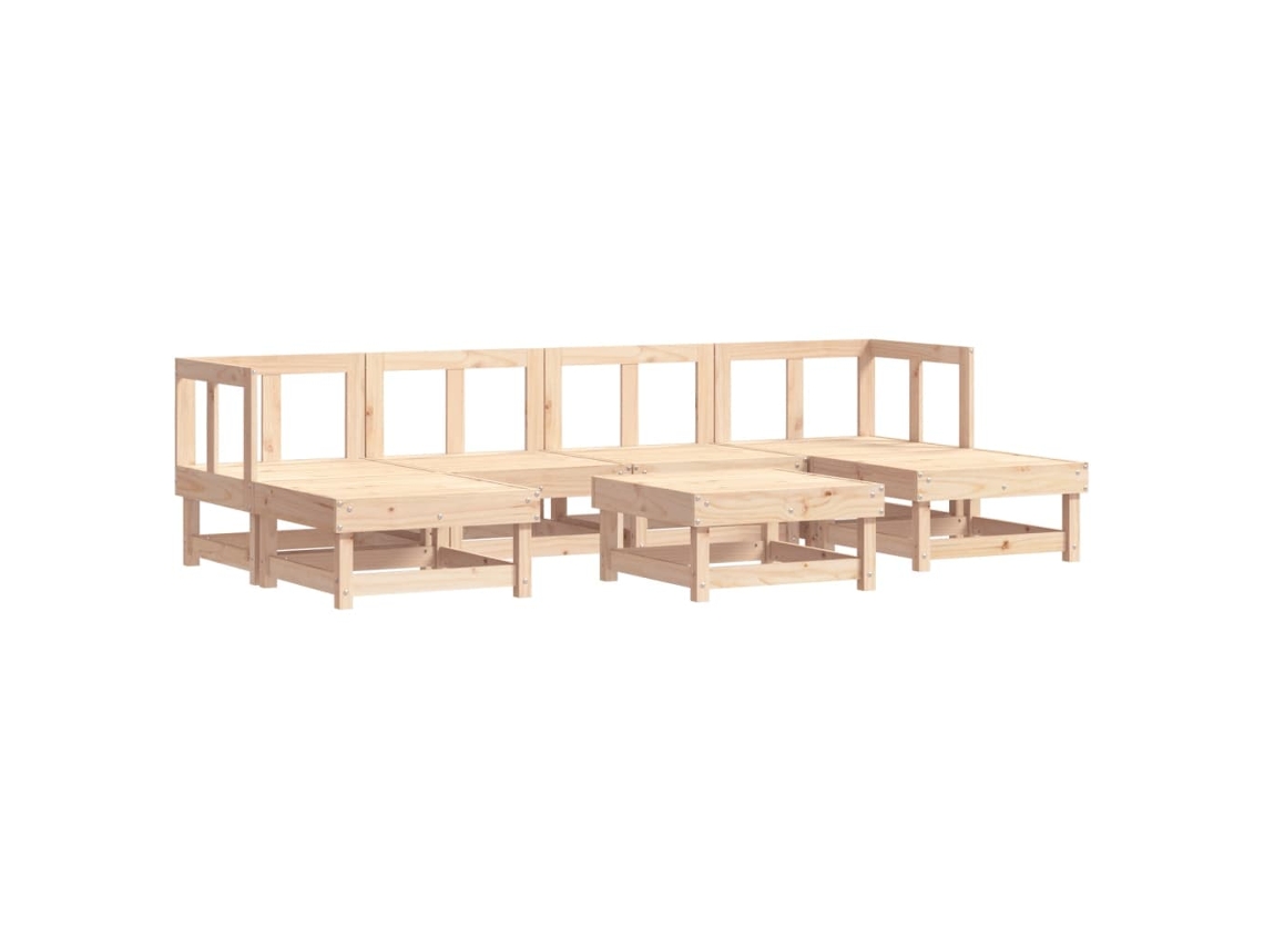 Conjunto 7 Juego de muebles de jardín VIDAXL madera maciza de pino (61 x 61 x 62 cm)