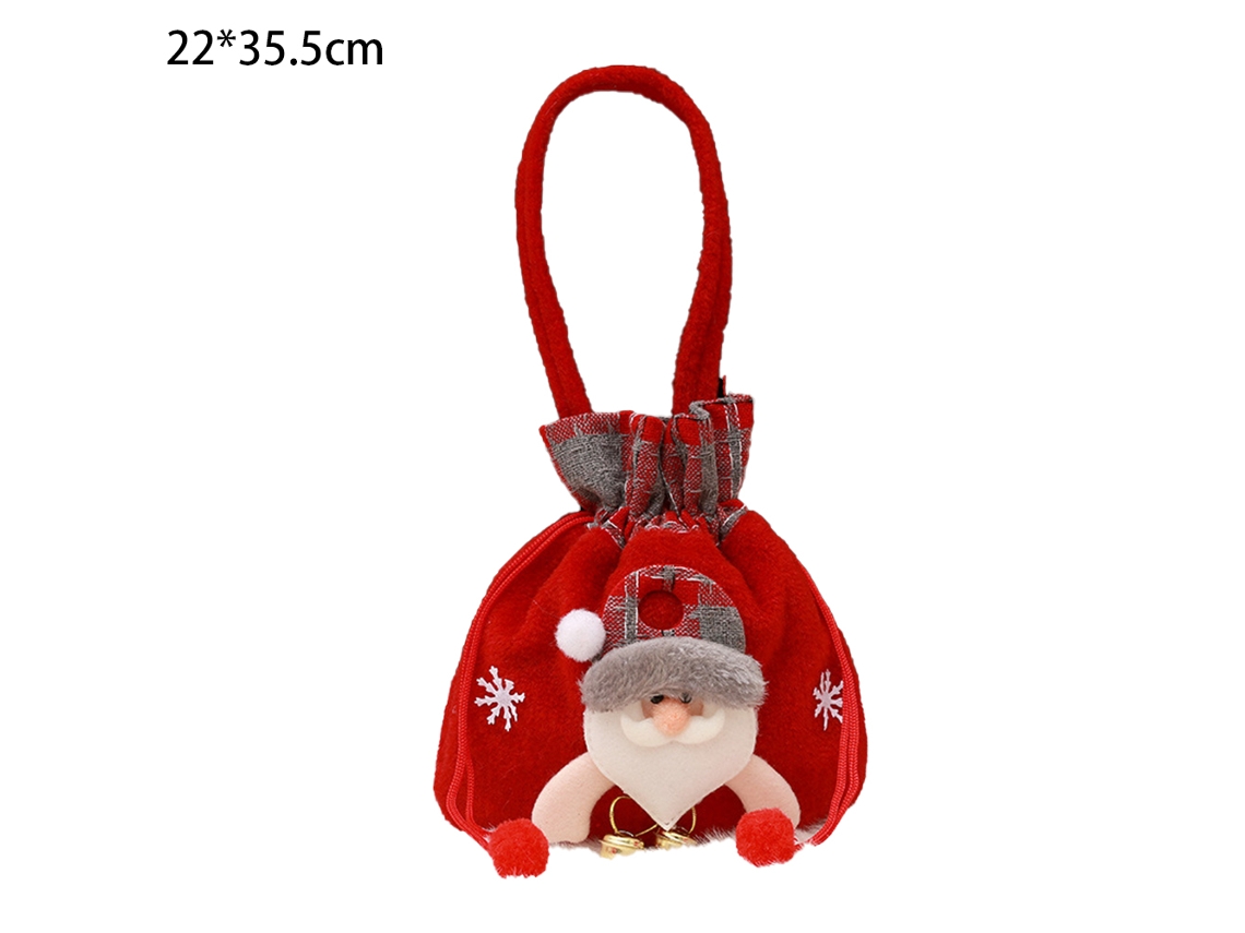 Paquete de 4 bolsas de Navidad, bolsa con cordón de regalo de Navidad para bolsas de manzana de caramelo, decoración de Navidad, bolsa de manzana de franela