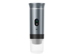 Cafetera portátil con pantalla digital, de cápsulas pequeñas, apta para café molido y cápsulas grandes y pequeñas (plata)