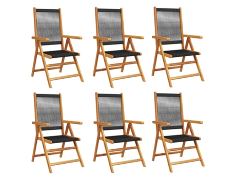 Conjunto 6 Silla De Jardín VIDAXL Negro Madera