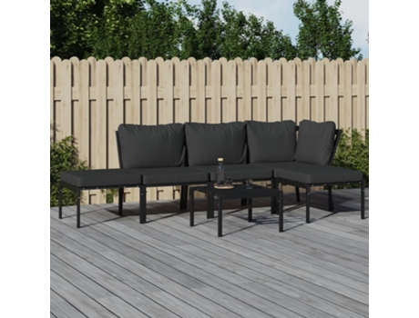 Conjunto 6 de muebles de jardín VIDAXL acero con cojines gris