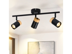 Foco LED con 3 llamas, negro, giratorio 330°, bombilla no incluida, ZMH