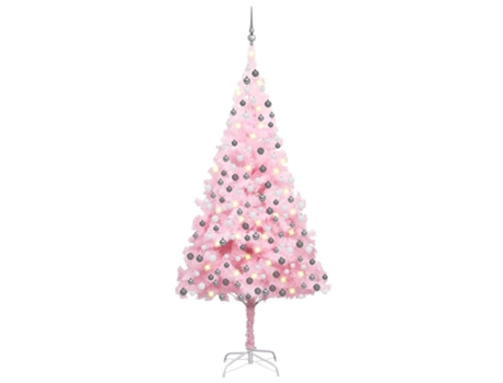 Árbol de Navidad VIDAXL preiluminado con luces y bolas rosa (240 cm)