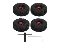 4 Ruedas Pequeñas Rc De Aleación De Aluminio Compatibles Con Coches De Escalada A Escala 1/18 Y 1/24 Scx24 Rojas