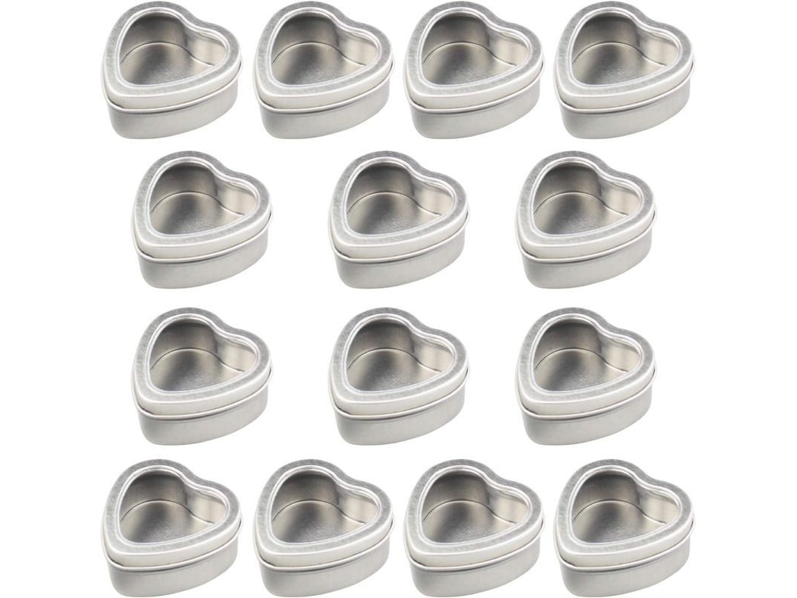 2026altiro-14 Latas Metálicas Plateadas Con Forma De Corazón Y Ventana, De 60 Ml, Para Velas, Dulces Y Regalos.