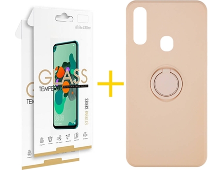 Carcasa + 2 Protectores de Pantalla para Samsung Galaxy A20e SKYHE Rosa Pastel