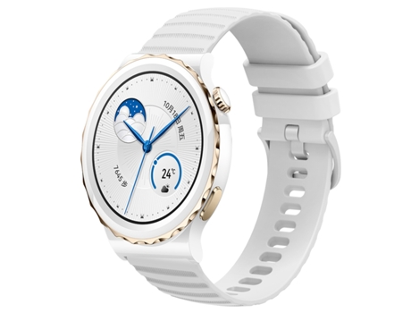 Correa de reloj inteligente para Huawei Watch GT3 Pro 43 mm 20 mm Patrón de puntos ondulados Correa de reloj de silicona de color sólido (blanco)