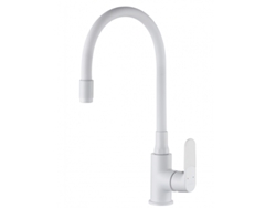 Grifo de Cocina INVENA Mezclador de con Memoria de Forma de Cánula Elástica Blanca de Acero Inoxidable