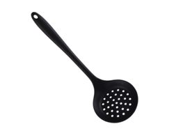 Coador de Silicone com Cabo Longo, Antiaderente e Resistente Ao Calor, para Cozinha, Colher de Filtro, Coador de Malha. MDUG (preto)