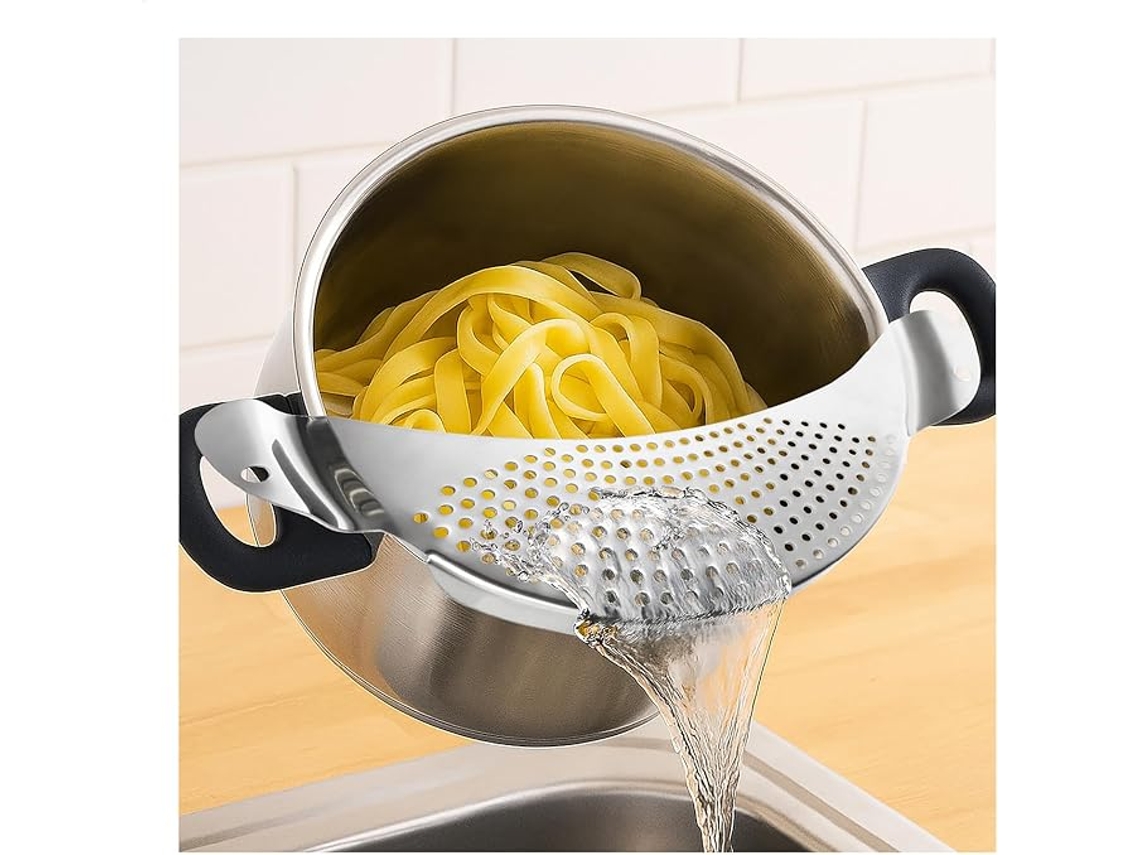 Colador Para Utensilios De Cocina - Colador De Media Luna - Rejilla De Drenaje Para Cuencos, Ollas Y Sartenes De 24 Cm - Acero Inoxidable 430