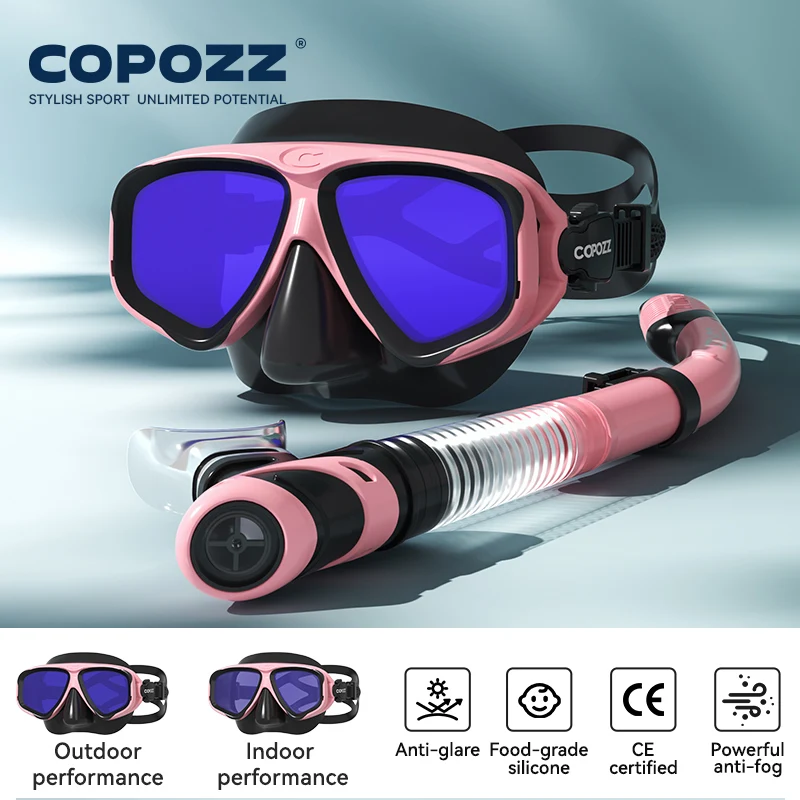 (rosa) Máscara De Buceo Profesional, Antivaho, Con Placa Frontal De Cristal Templado, Unisex.