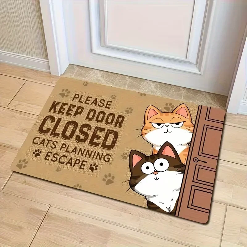 (estilo 2 60x90cm) Felpudo Antideslizante Con Diseño De Gato De Dibujos Animados, Felpudo De Bienvenida De Felpa Suave