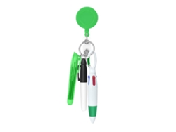Porta credencial retráctil Chrui para enfermera, bolígrafo con correa, llavero y clips para credencial (verde)
